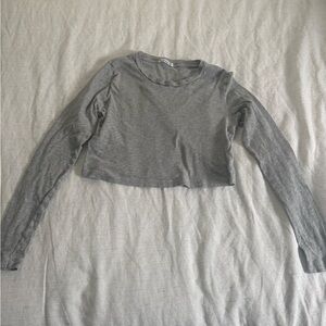 Reformation Heather Gray Long Sleeve Crop Top